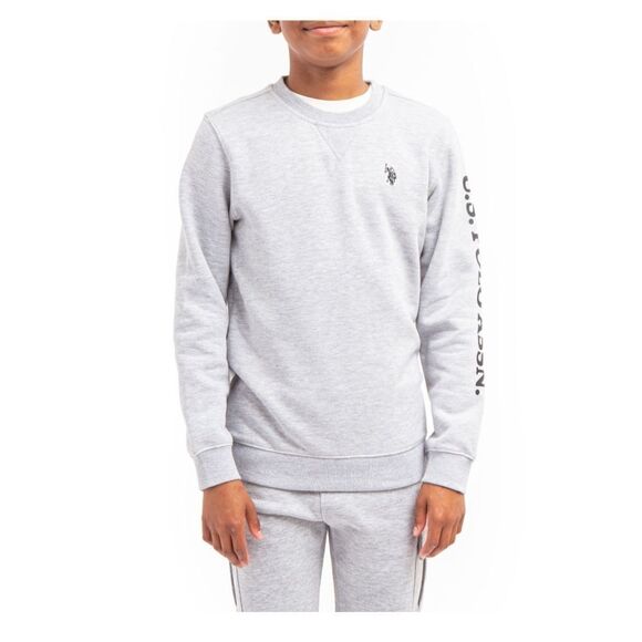 Nwt U.S. Polo Assn. Boys Sz 8 Print Sleeve Fleece Crewneck Sweatshirt - Picture 1 of 8